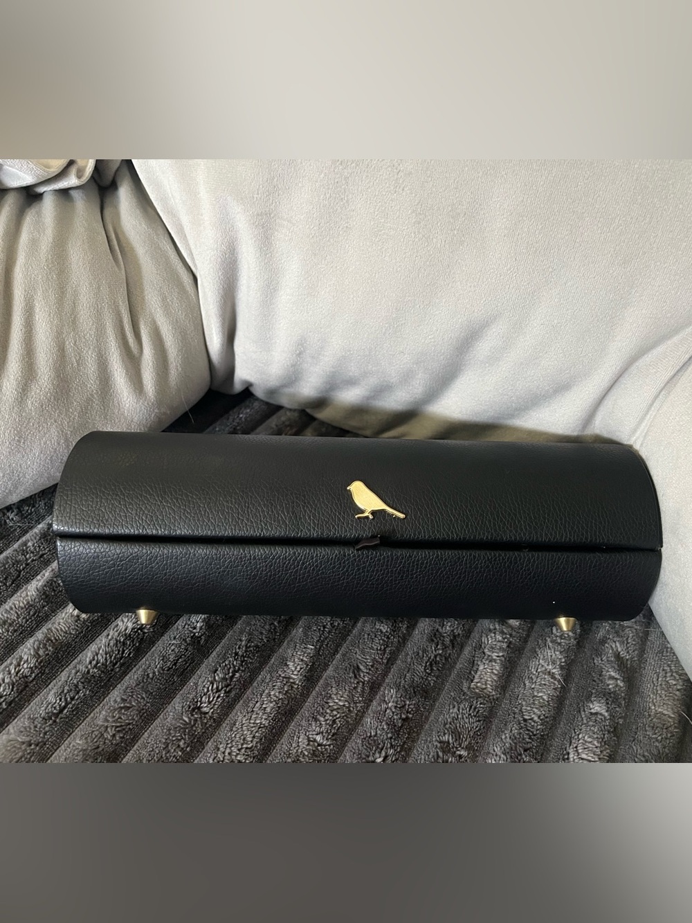 Black and Gold Bird Emblem Cosmetic Case
